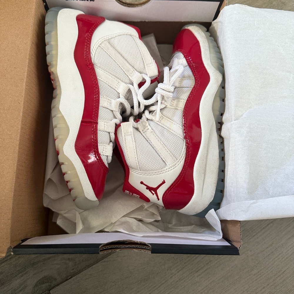 Jordan Kids Red and White Sneakers